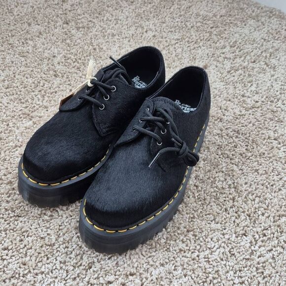 Dr. Martens Shoes - Dr Martens 1461 Quad Calf Hair Derby Oxford Shoes Black Size W7/M6